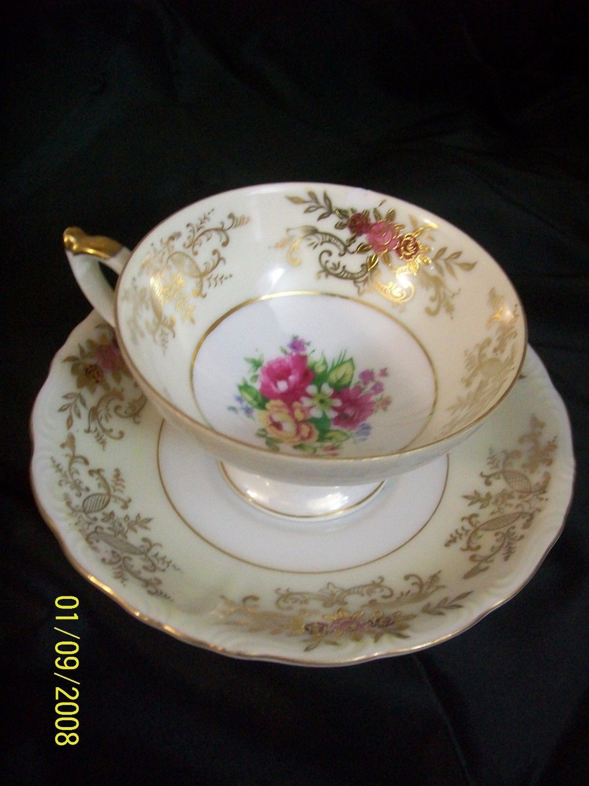 Del Mar Hand Painted 24K Gold Coffee Cup & Saucer - $9.95