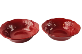 2 Montauk Collection Red Ceramic Serving Bowls 9 x 3 inches - $26.48