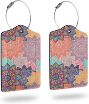 2 Pack Luggage Tag for Suitcases,Vintage Blooming PU Leather Bag Travel Suitcase - £12.90 GBP