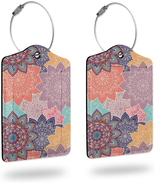 2 Pack Luggage Tag for Suitcases,Vintage Blooming PU Leather Bag Travel ... - £12.66 GBP