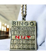Vtg BINGO NUT Game Card Gold Tone Fashion Necklace - £10.47 GBP