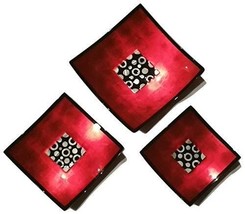 Hand Made Bamboo and Mother of Pearl Lacquer Serving Trays 3 Pieces - £78.28 GBP