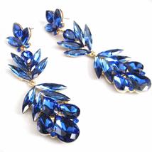 EleganceWithFlair Sapphire Blue Wedding Teardrop Dangle Earrings Vintage Chandel - $18.00