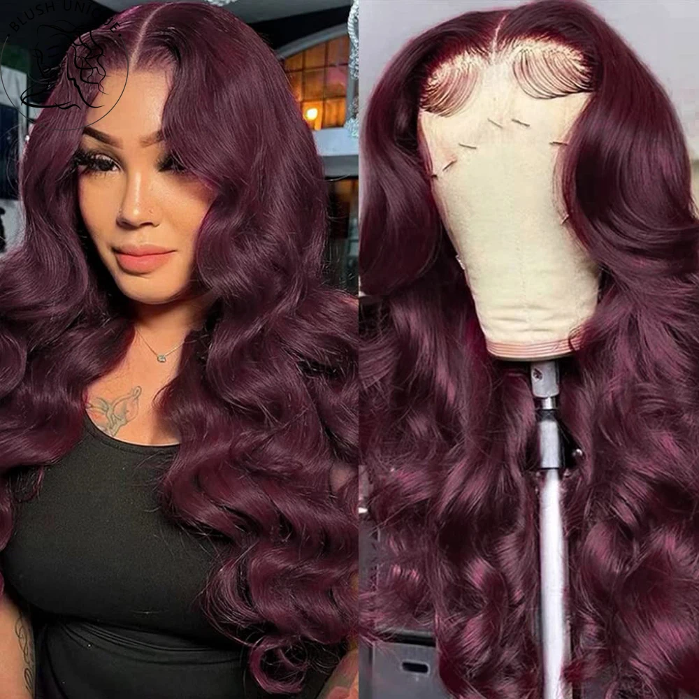 Dark Burgundy Body Wave Lace Front Wigs HD 13X4 Deep Purple Lace Wigs for Wom - £41.87 GBP+