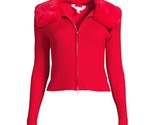 Women&#39;s Juniors No Boundaries Removable Fur Collar Full Zip Cardigan Red... - £6.21 GBP