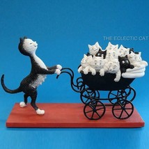 The Pram Proud Mom Kittens In Stroller Cat Statue Sculpture Dubout France Artist - £72.25 GBP