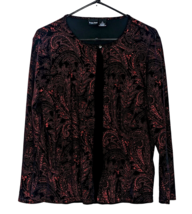 Women&#39;s Black Velvet With Red Sequins Two Layered Top By Prima Anna Sz 1X - $22.85