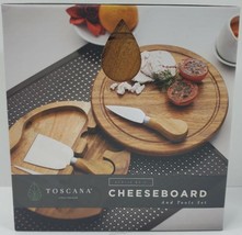 Toscana Wood Cutting Board Acacia Brie Cheese Tools Knife Set Charcuteri... - $25.64