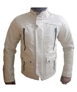 Solid Genuine Cowhide Leather Classic Motorcycle Jacket Cream Colour Bik... - £165.24 GBP