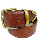 sz 26 Fossil Classic Wide Brown Western Leather Belt No Change Brass Buckle - £31.04 GBP