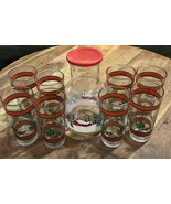Vtg KIG Christmas Frosted Winter Snow Scene Glass Tumblers (8)  14 Oz W/... - $48.02 CAD