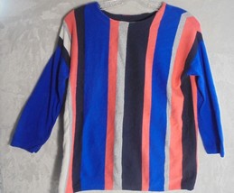 Stylus Womens Small S Retro Striped Sweater Vertical Stripes 3/4 Sleeve Wool Vtg - £9.85 GBP