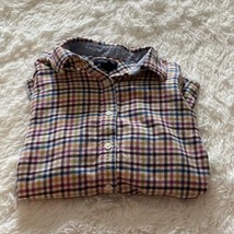 Lands’ End Flannel Shirt, Medium 10-12, Plaid, 100% Cotton, Button Front - £16.01 GBP