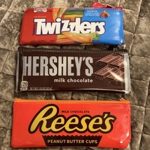 NEW Hershey’s Reese’s Twizzlers Zipper Top LOT of 3 Pencil Cases 7.5” x ... - $27.72