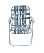 Vintage Aluminum Folding Webbed Lawn Chair Striped Outdoor Lawn Chair 1970s - $614.16 MXN