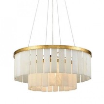 Made Goods Patricia Style Gold White Marble Fringe Mod Orchestra Drum Chandelier - $899.00