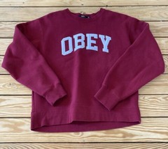 Obey Women’s Pullover logo Sweatshirt Size S Red AX - £17.11 GBP