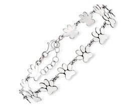 Italian Sterling Silver Paw Print Bracelet. 7 - £202.70 GBP