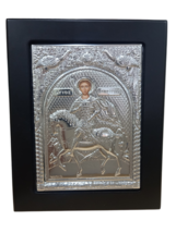 7&quot; Saint Demetrius of Thessaloniki Silver Plated Greek Orthodox Icon 18cm - £14.53 GBP