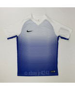 Nike Precision IV SS Jersey Youth Unisex Medium White Blue Stripe 832986 - $13.20