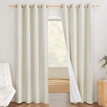 Nicetown Natural 100% Blackout Linen Curtains 84 Inch Long Burg, Farmhouse Thick - £28.64 GBP