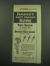 1949 Three Dagger and Dagger Punch Brand Rum Ad - Jamaica&#39;s most famous rums - £14.45 GBP