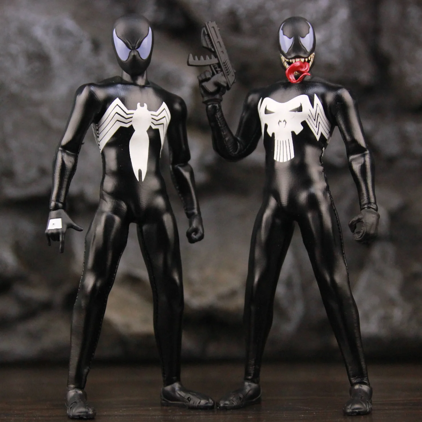 Marvel Spider Man Venomized Venom Punisher 6&quot; Action Figures Black Symbiont - £61.48 GBP