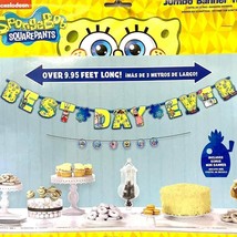 Sponge Bob Jumbo Best Day Ever Birthday Letter Banner 9.95 Feet Long 1 Count - £7.07 GBP