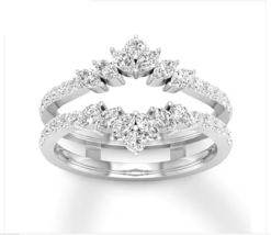 Marquise &amp; Round Shape Diamond Enhancer Wrap Engagement Ring 14K White G... - £97.22 GBP