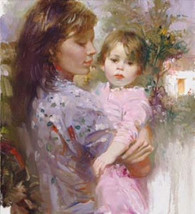 Pino S/N Embell Stretched Canvas &quot;Little Cherub&quot; Baby girl &amp; mother 22x20 coa - £2,628.27 GBP