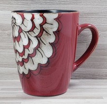 Asian Living Flower Design 10 oz. Coffee Mug Cup Red Black - £11.25 GBP