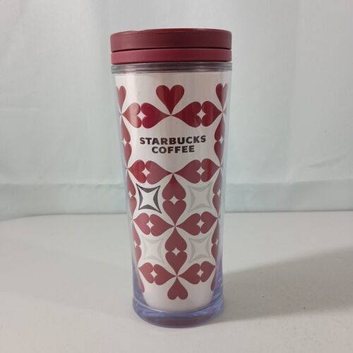 Starbucks 2009 Red Hearts Travel Coffee Travel Cup Tumbler with Lid 12 oz.  - $10.00