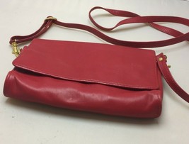Vintage 90s Rolfs Red Cowhide Crossbody Checkbook Wallet Shoulder Bag Purse - £31.96 GBP
