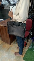 Handmade Men&#39;s Genuine Leather Laptop Bag Black Messenger Bag with Sling... - £110.94 GBP