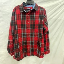 Chaps Easy Care Red &amp; Black Plaid Long Sleeve Men Shirt Size L - $285.10 MXN