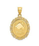 14K Yellow Gold Taurus Zodiac Oval Pendant - €255,02 EUR