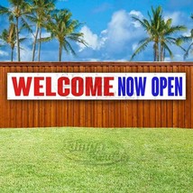 WELCOME NOW OPEN Advertising Vinyl Banner Flag Sign LARGE HUGE XXL SIZE - $26.59+