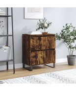 Industrial Rustic Smoked Oak Wooden 4 Door Sideboard Storage Cabinet Uni... - £92.15 GBP
