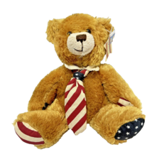 Vintage Plushland Plush Americana Beanie Bear Stars Stripes Tie Stuffed Animal 7 - £8.05 GBP