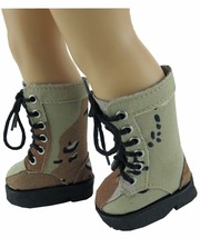 Desert Camouflage Army Combat Boots fit 18&quot; American Girl Size Doll - £4.31 GBP
