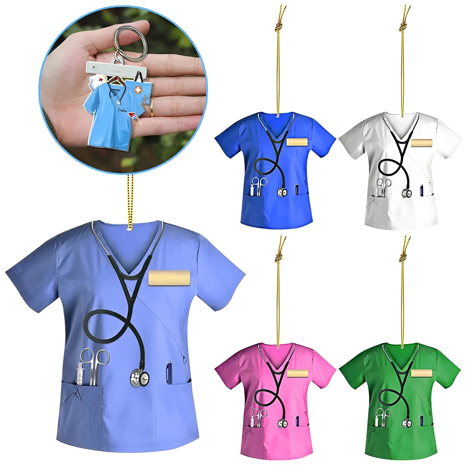 Car Pendant Hanging Flat Doctor Nurse Uniform Pendant Creative Key Ring Home - £10.79 GBP
