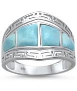 Sterling Silver Natural Larimar Greek Key Inspired Ring - $1,532.72 MXN