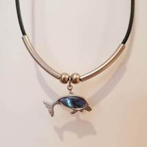 Dolphin Necklace, Silver Tone with Mother of Pearl, Pendant Beach Ocean Jewelry