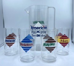Advertising Candy Bar Pitcher &amp; Cups Snickers Mars America&#39;s Favorite Sn... - £19.28 GBP