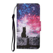 Anymob iPhone Case Pink With Cat Flip Leather Flower Painted Printed Wallet  - £23.10 GBP