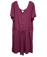 NWT LuLaRoe Large Solid Boysenberry Purple Xanthe Romper W/Pockets &amp; Dra... - $41.57