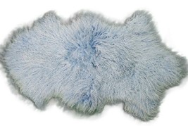 Blue Mongolian Sheep Skin Rug Size ~ 38 X 22 inches Tibetan Lamb - £61.08 GBP