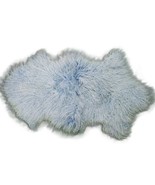 Blue Mongolian Sheep Skin Rug Size ~ 38 X 22 inches Tibetan Lamb - £61.54 GBP