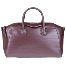 Marc Ellis Italian Made Metallic Burgundy Red Leather Large Tote Handbag - $256.75
