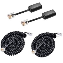 Phone Cord Detangler With Cord, 2 Pack 25Ft Uncoiled Black Anti-Tangle 360 Degre - £22.37 GBP
